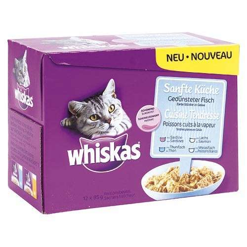 Whiskas Gewoonweg Lekker 12er Multipack Gestoomd met Vis 12x85 g
