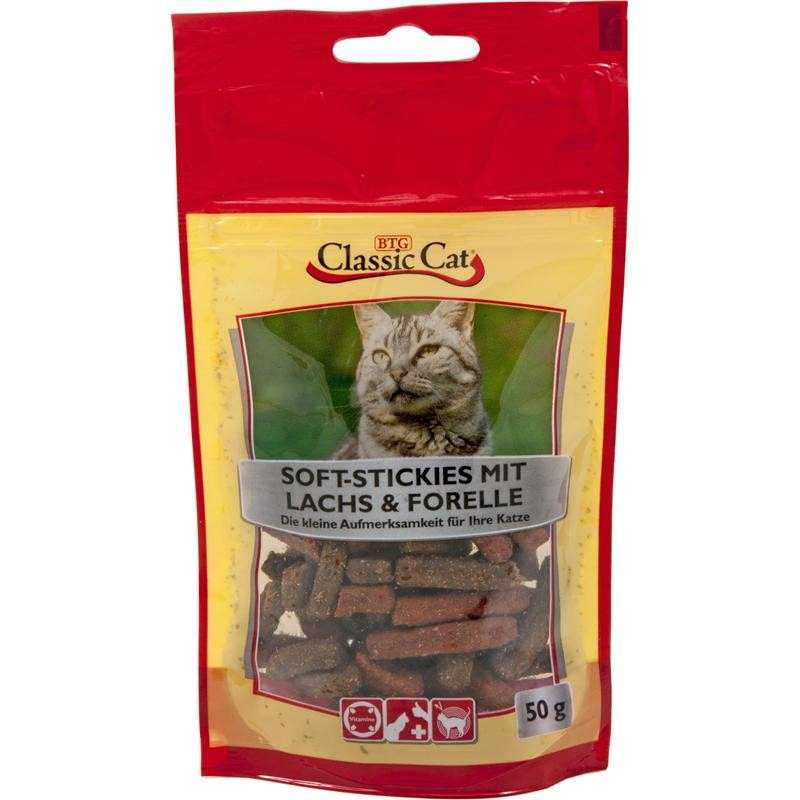 Classic Cat Snack Aperitivos suaves con Salmón y Trucha 12x50 g