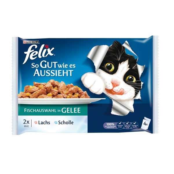 As good as it looks in Jelly with Salmon & Plaice by Felix 4x100 g buy online