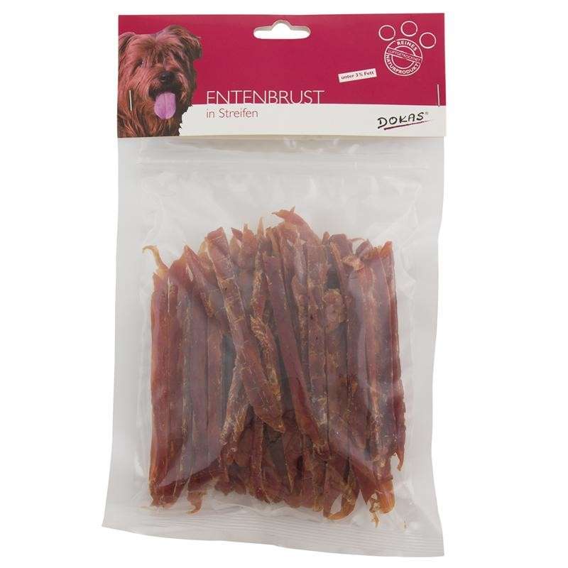 Dokas Tyggesnack, Andestrips 500 g køb rimeligt og favoribelt med rabat