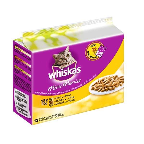Whiskas Mini Menú con Pollo, Pavo y Aves de Corral 12x50 g