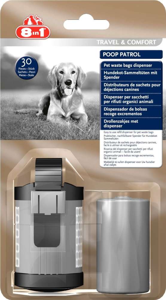 8in1 Poop Patrol Dispenser & Drollenzakjes Grijs met korting aantrekkelijk en goedkoop kopen