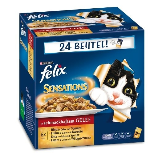 Felix Multipack Saquetas Sensations com Seleção de Carne em Gelatina 24x100 g