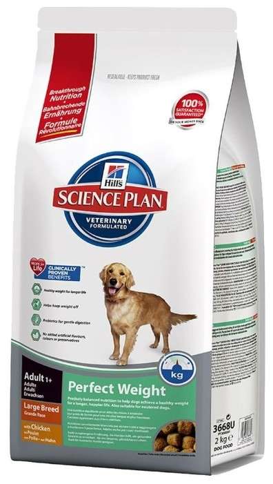 Hill's Science Plan Canine Adult Perfect Weight Large Breed med Kyckling 12 kg, 2 kg köp billiga på nätet