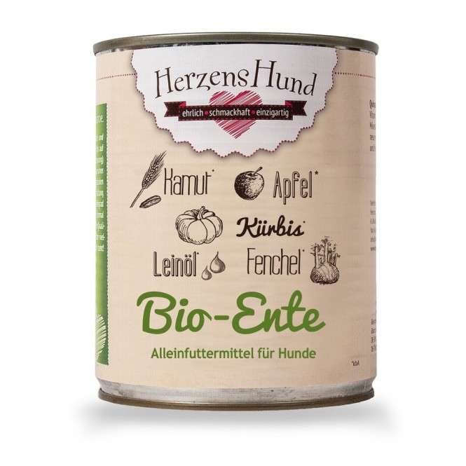 Herzens Hund Canard + légumes biologiques pour Chien 400 g, 130 g, 800 g