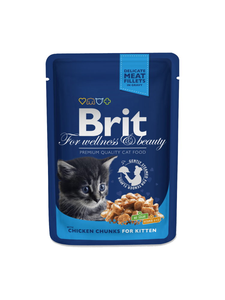 Brit Premium Cat Pouches Chicken Chunks for Kitten 100 g kjøp billig med rabatt