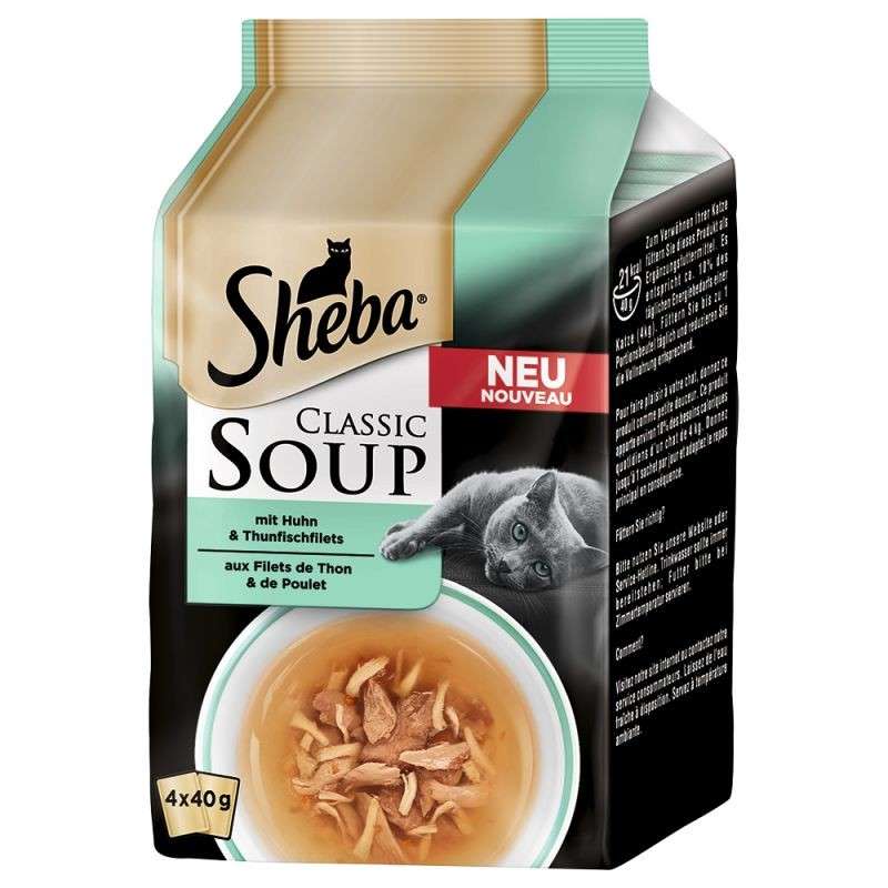 Sheba Classic Soup Chicken Tuna Fillets 4x40 G Wet Cat Food