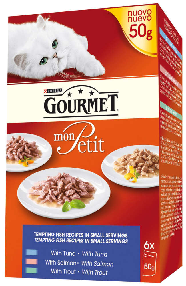 Purina Gourmet Mon Petit Fisk ( med Tunfisk, Laks, Forel) 6x50 g