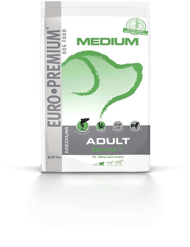 EURO-PREMIUM Medium Adult Derma+ 10 kg, 2.5 kg