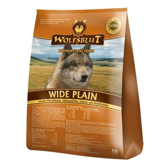 Wolfsblut Wide Plain Adult Paardenvlees, Zoete Aardappelen, Kruiden en Wilde Vruchten 15 kg, 2 kg, 500 g, 7.5 kg