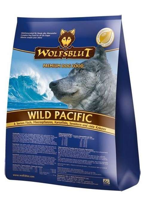Wolfsblut Wild Pacific 6 soorten Vis, Zeewier, Aardappelen, Duindoorn en Kruiden 500 g, 2 kg, 15 kg