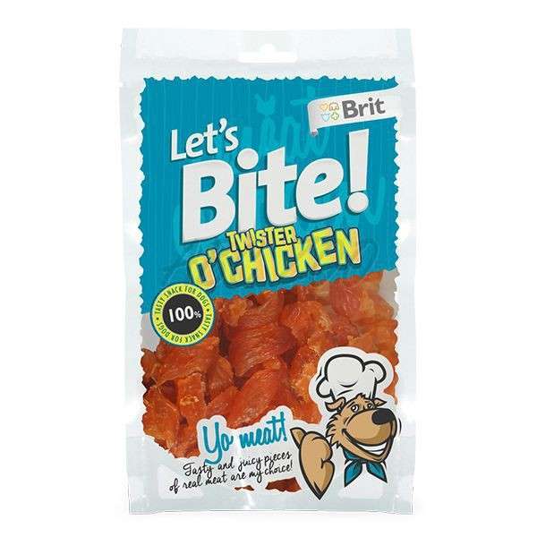Brit Let's Bite Twister o'Chicken 80 g køb rimeligt og favoribelt med rabat