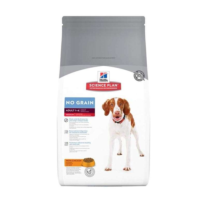 Hill's Science Plan Canine Adult No Grain Medium med Kylling 12 kg, 2 kg, 800 g køb rimeligt og favoribelt med rabat