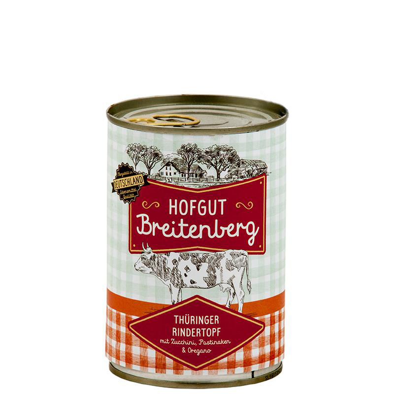 Landfleisch Hofgut Breitenberg Vaca con Calabacín, Chirivía y Orégano 800 g, 400 g