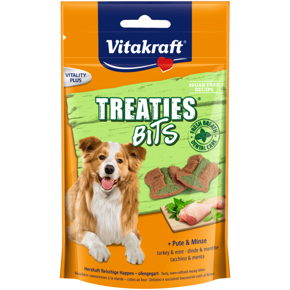 Vitakraft Treaties Bits + Pute &amp; Minze 120 g Drops für Hunde