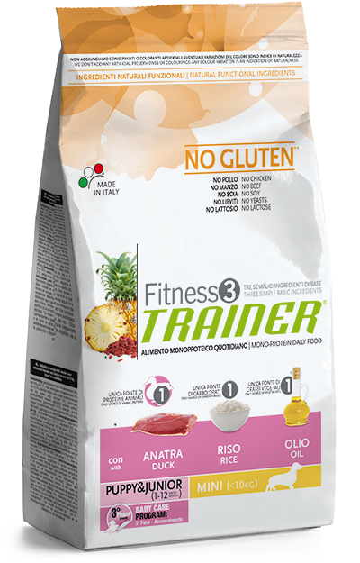 Nova Foods Fitness3 Trainer - Puppy&Junior Medium/Maxi con Pato, Arroz & Aceite 12.5 kg