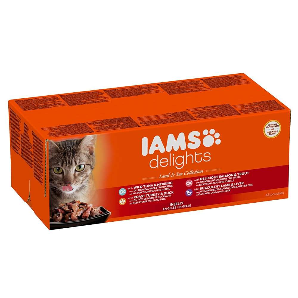 Iams Delights Land and Sea Collection for Adult cats in Jelly 48x85 g