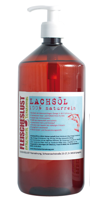 Fleischeslust Lachsöl 500 ml, 250 ml, 1 l bei Zoobio.at