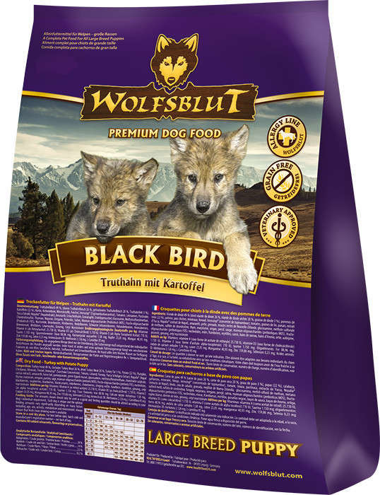 Black Bird Large Breed Puppy mit Truthahn und Kartoffeln von Wolfsblut 15 kg, 2 kg günstig kaufen
