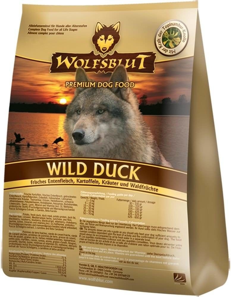 Wild Duck Adult mit Ente & Kartoffeln von Wolfsblut 7.5 kg, 500 g, 2 kg, 15 kg online günstig kaufen