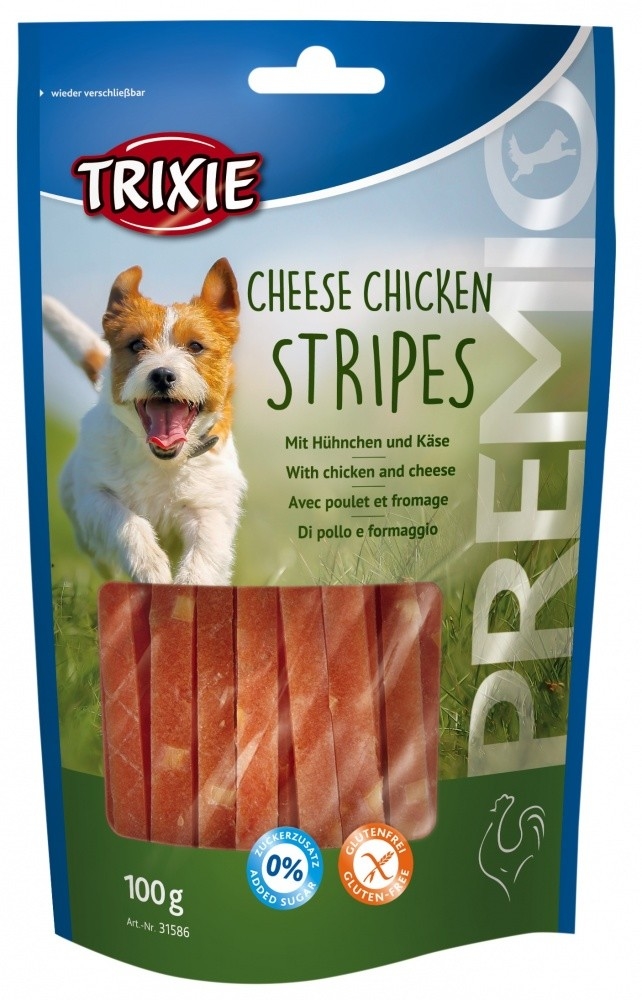 Trixie Premio Chicken Cheese Stripes 100 g køb rimeligt og favoribelt med rabat