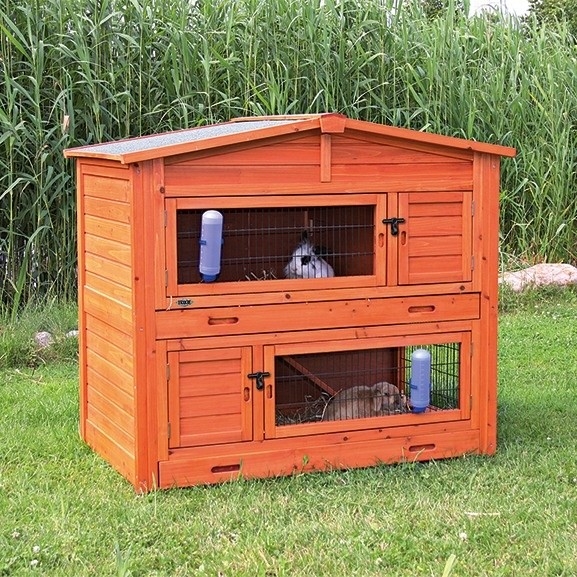 Trixie Kleintierstall mit Extra Stauraum im Dach Hellbraun 133×120×83 cm