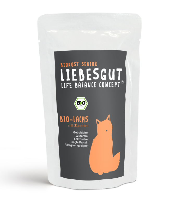 Liebesgut Senior Bio-Saumon avec Zucchini 400 g, 200 g, 100 g