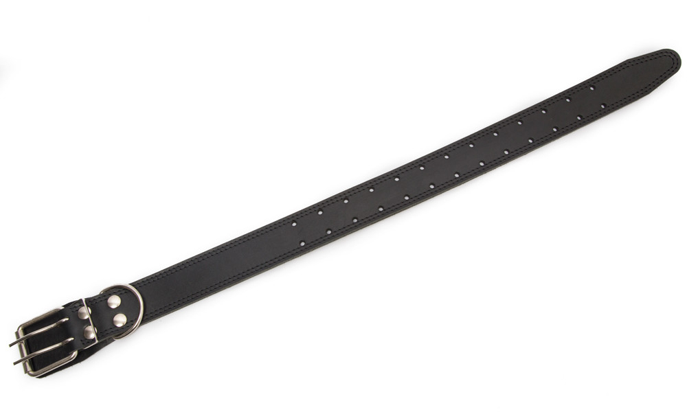 Bark&Bones Collar de Cuero con Agujeros redondos Negro 35-66x4.5 cm