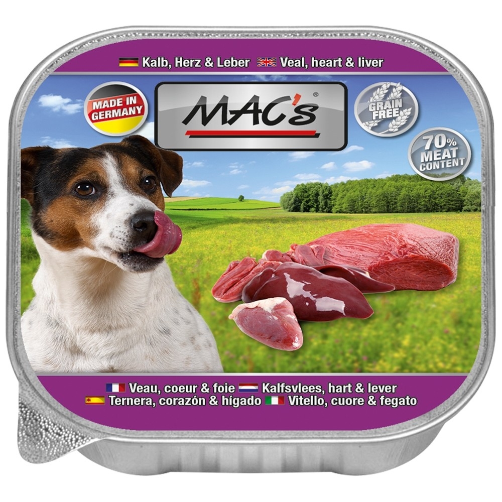 MAC�s Hund Schale Kalb, Herz &amp; Leber 150 g Hunde Nassfutter