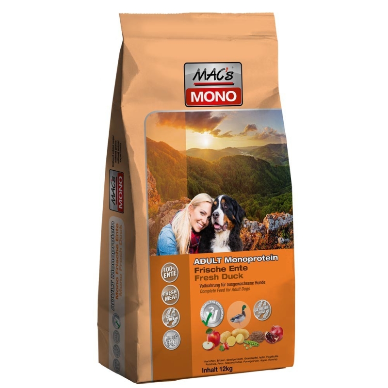 MAC's DOG Mono Eend & Aardappel 12 kg, 3 kg, 750 g